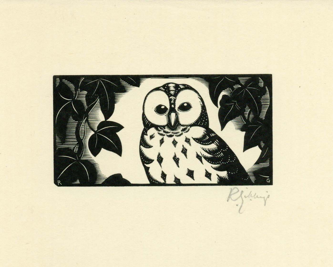 Owl print by Robert Gibbings