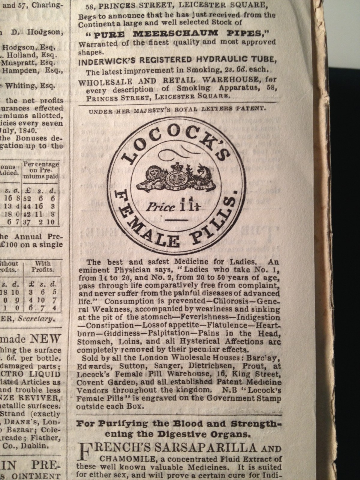 Locock's Female Pills advertised in David Copperfield