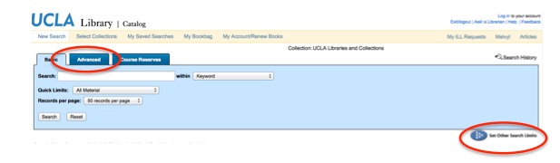 UCLA catalog basic screen