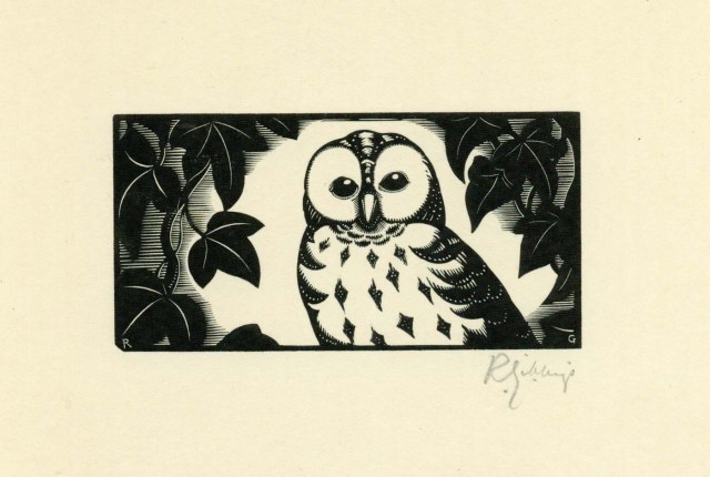 Owl print by Robert Gibbings